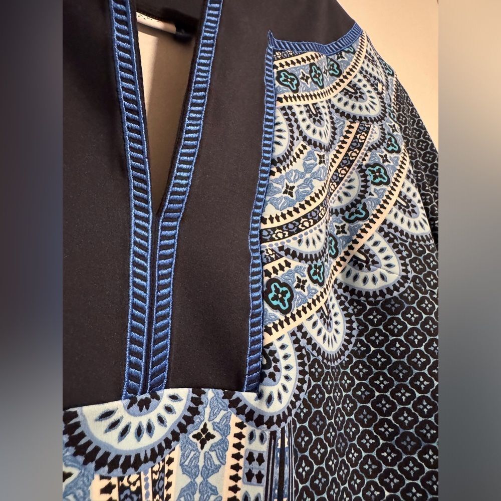 Spectacular Cabana Life Navy and Light Blue Printed Swim Cover-Up Dress - Picture 4 of 11